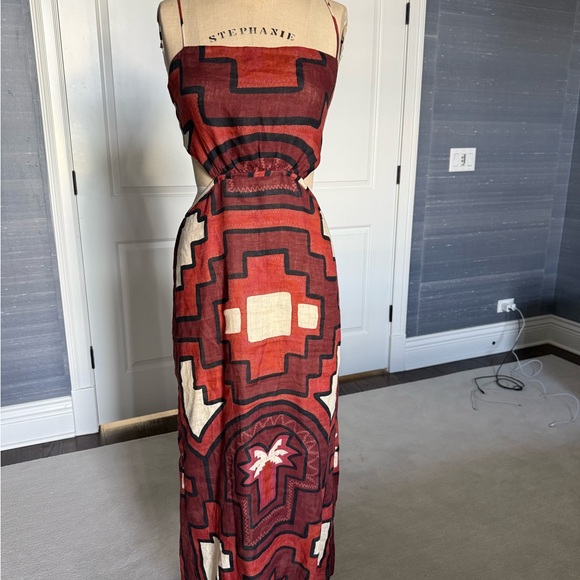 Johanna Ortiz ESPEJISMO SELVATICO DRESS IN RED TERRACOTA ECRU - Picture 3 of 7